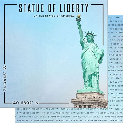 Scrapbook Customs Usa Statue Of Liberty Coordinates Paper