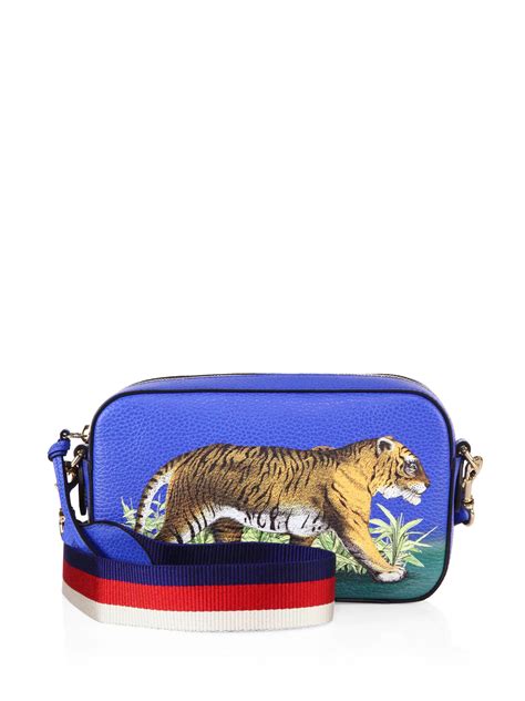 Gucci Tiger Leather Camera Bag In Blue Lyst