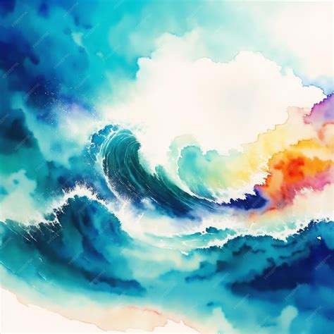 Premium AI Image | Sea waves watercolor art