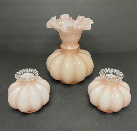 Fenton Pink Melon Glass Vase Fenton Pink Melon Perfume Bottle Etsy