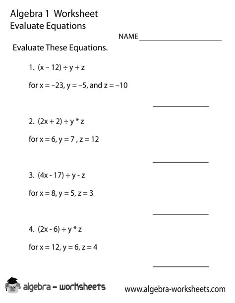 Pre Algebra 1 Worksheets