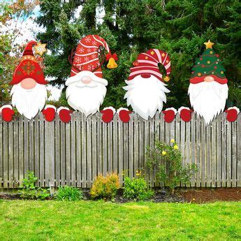 Pcs Christmas Fence Peeker Decoration Peeking Garden Yard Decorations