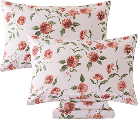 Amazon FADFAY Sheets Set Queen Rose Floral Bedding Shabby Pink