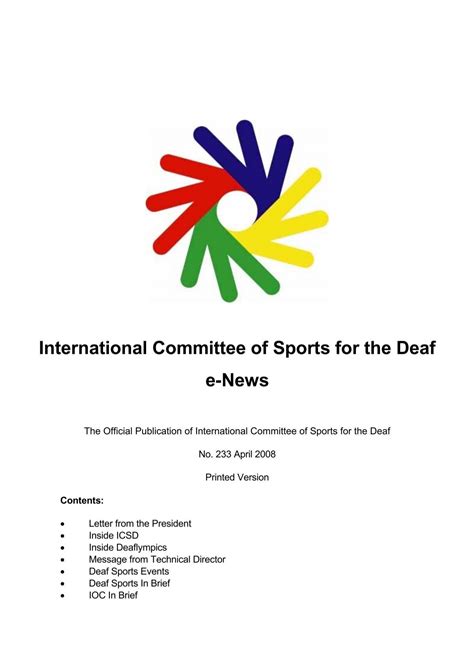 International Committee of Sports for the Deaf e-News - Deaflympics