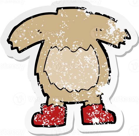 Retro Distressed Sticker Of A Cartoon Teddy Bear Body Drawing Png