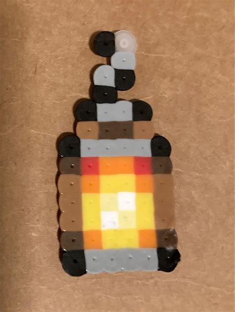 Minecraft Lantern Perler Bead Pixel Art Steve Torch Game Pixel Art Easy