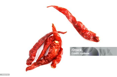 Dried Red Chili Chilli Red Spicy Hot Flavor Chilli Dry On White