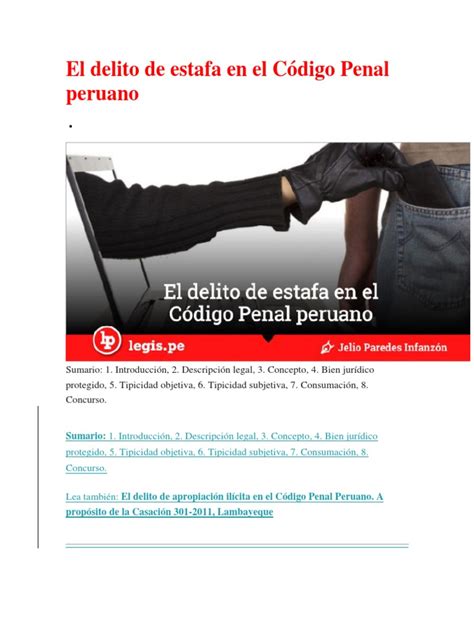 El Delito De Estafa En El Código Penal Peruano Pdf Trucos De