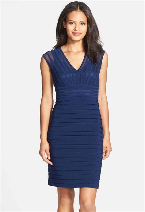 Adrianna Papell Shutter Pleat Jersey Sheath Dress Petite Dresses