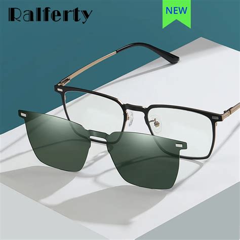 Ralferty 2 In 1 Polarized Magnetic Sunglasses Men Clip On Glasses Women