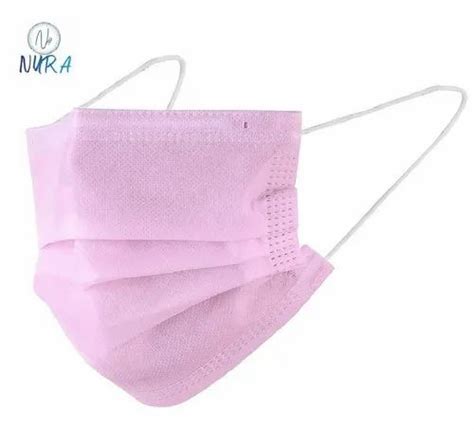 Nura Number Of Layers 3 Ply Pink Non Woven Face Mask Pack Of 50 At Rs