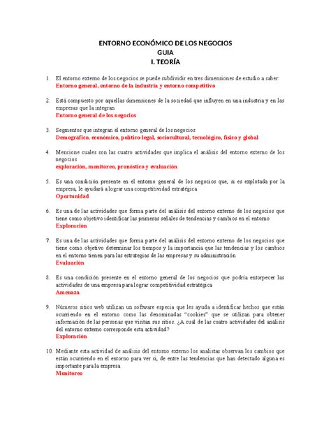 Guia Entorno Economico De Los Negocios Entorno Econ Mico De Los