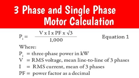 Single Phase And 3 Phase Electric Motor Calculation Youtube