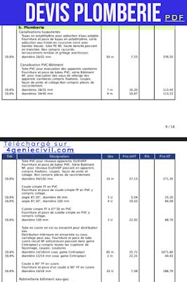 2 Exemples Devis Plomberie Sanitaire Pour Maison Neuve Pdf