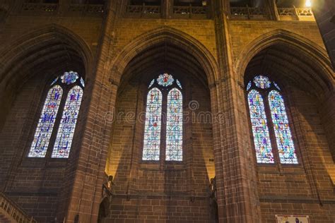 Stained Glass Windows Of Liverpool Anglican Cathedral Uk Stock Photo