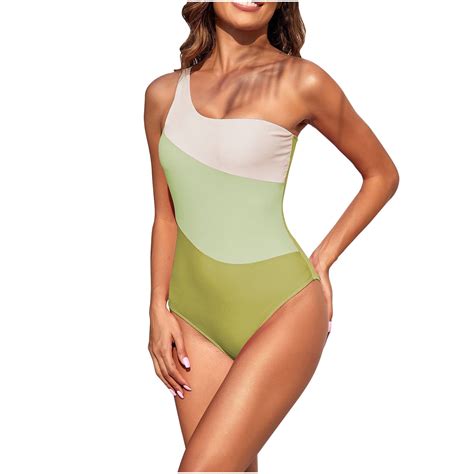 Deholifer Swimsuit For Women Sleeveless Color Block One Piece Bikini