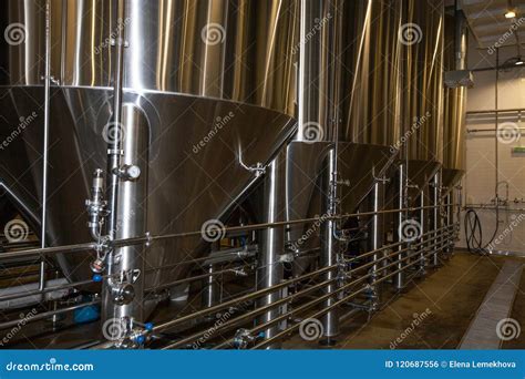 Huge Tanks Which Brewed Beer in the Brewery Stock Photo - Image of huge ...