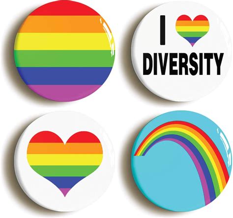 Diversity Lgbt Gay Pride Badge Button Pin Set Size Is 1inch 25mm