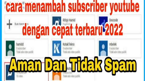 Cara Menambah Subscriber Youtube Dengan Cepat Terbaru YouTube