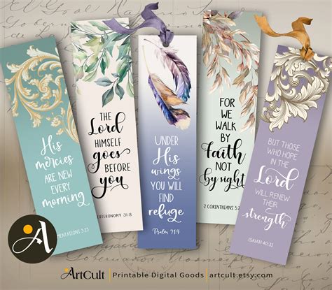 Printable Bible Verses Bookmarks Set Instant Digital Etsy