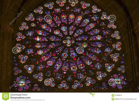 Rose Window Christ Stained Glass Notre Dame Paris France Foto De Stock Imagem De Arquitetura