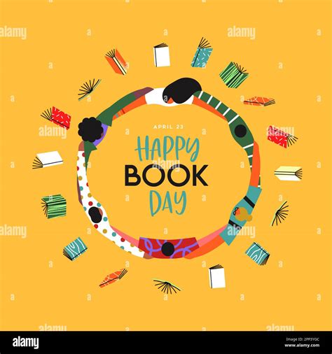 World Book Day Greeting Card Illustration Colorful Books And Friend