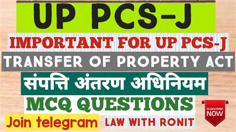 Up Pcs J Transfer Of Property Act Part Mcq Questions