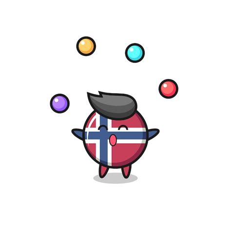 La Caricatura De Circo De La Insignia De La Bandera De Noruega Haciendo