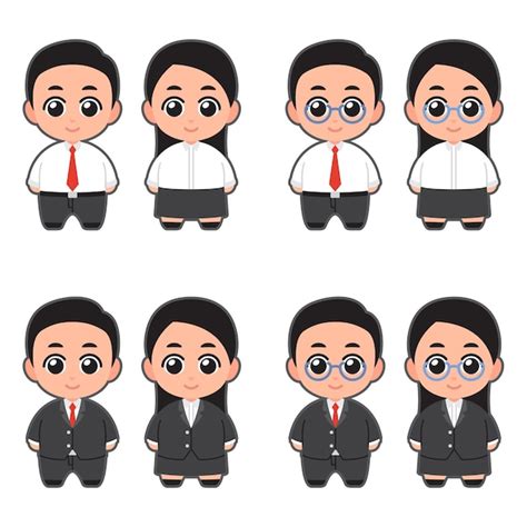 Premium Vector Office Worker Employee Cute Chibi Anime Character