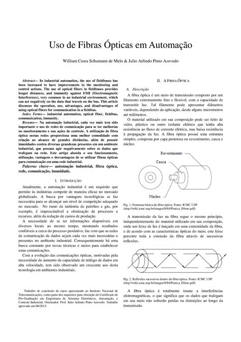 TCC Uso de fibras ópticas em automação Abstract In industrial