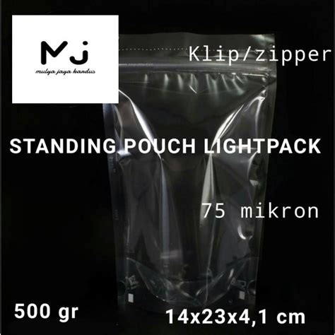 Jual Plastik Kemasan Snack Standing Pouch Bening Klip Zipper G