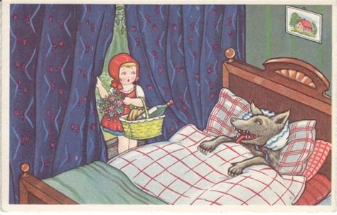 Little Red Riding Hood Grandma Is Wolf Artist Postcard Little Red Riding Hood Red Riding Hood