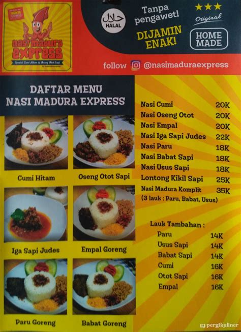 Selalu Diperbarui Menu Nasi Madura Express Wonokromo Surabaya