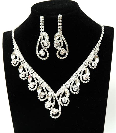 Rhinestone Crystal Wedding Jewelry Set Crystal Bridal Necklace Set