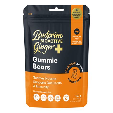 Buderim Bioactive Ginger Gummie Bears Buderim Ginger