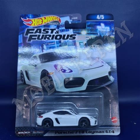 Jual Hot Wheels Premium Fast Furious Porsche 718 Cayman GT4 White Ban