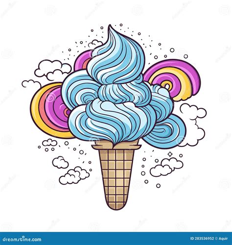 Ice Cream Hand Drawn Comic Illustration Ice Cream Vector Doodle Style