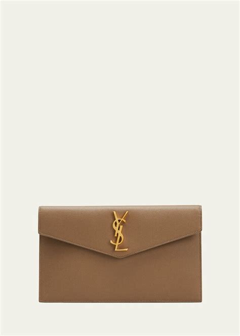 Saint Laurent Uptown Medium Monogram Grain De Poudre Pouch Bag