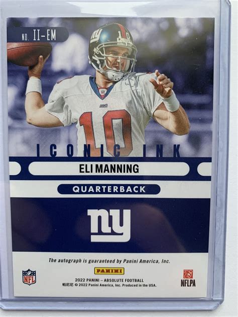 Panini Absolute Football Iconic Ink D Eli Manning Autograph