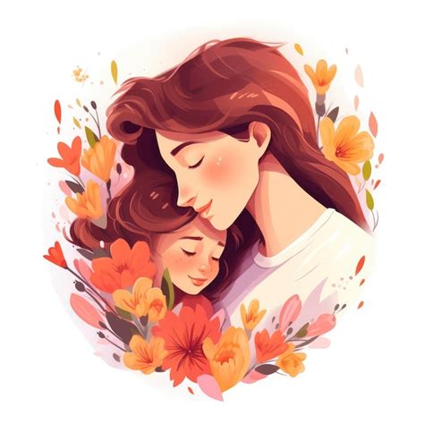 Premium Photo Mothers Day Cartoon Style Illustration On A Solid White