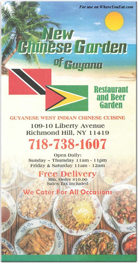 New Chinese Garden Of Guyana Restaurant In Queens Official Menus Photos