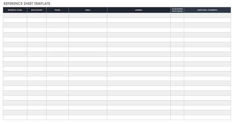 Free Reference List Templates Smartsheet