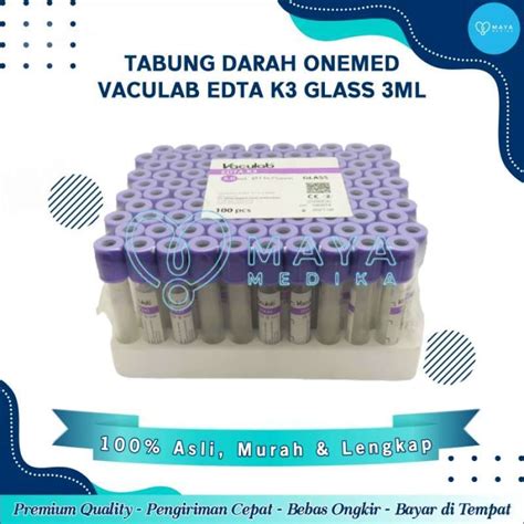 Promo Tabung Darah Onemed Vaculab Edta 3 Ml K3 Glass Pack Isi