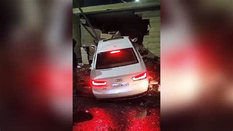 Watch Speeding Audi Crashes Into Public Toilet In Noidas Sector 37 5