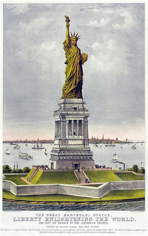 Statue of Liberty Historical Lithograph - 1886 Drawing by ...