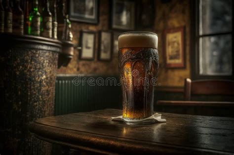 Refreshing Ice Cold Beer Pint Glass Generative Ai Stock Illustration