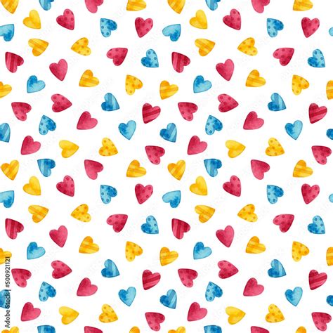 Pansexual Pride Seamless Pattern Lgbtqia Watercolor Clipart Pan Rainbow Elements Stock