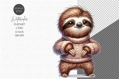 Cute Sloth Watercolor Clipart