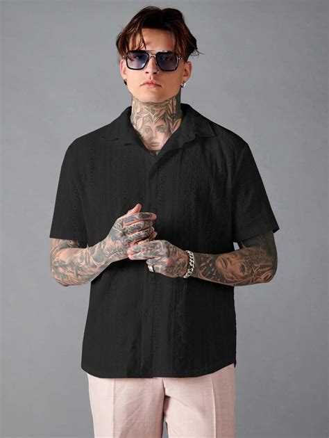 Manfinity Rsrt Men Loose Solid Button Up Shirt Shein Usa