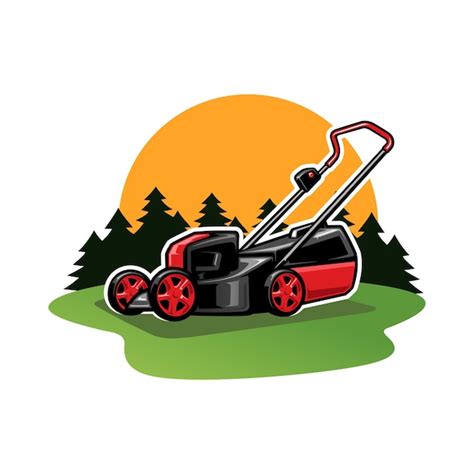 Premium Vector Lawn Mower On The Yard Illustration Vector